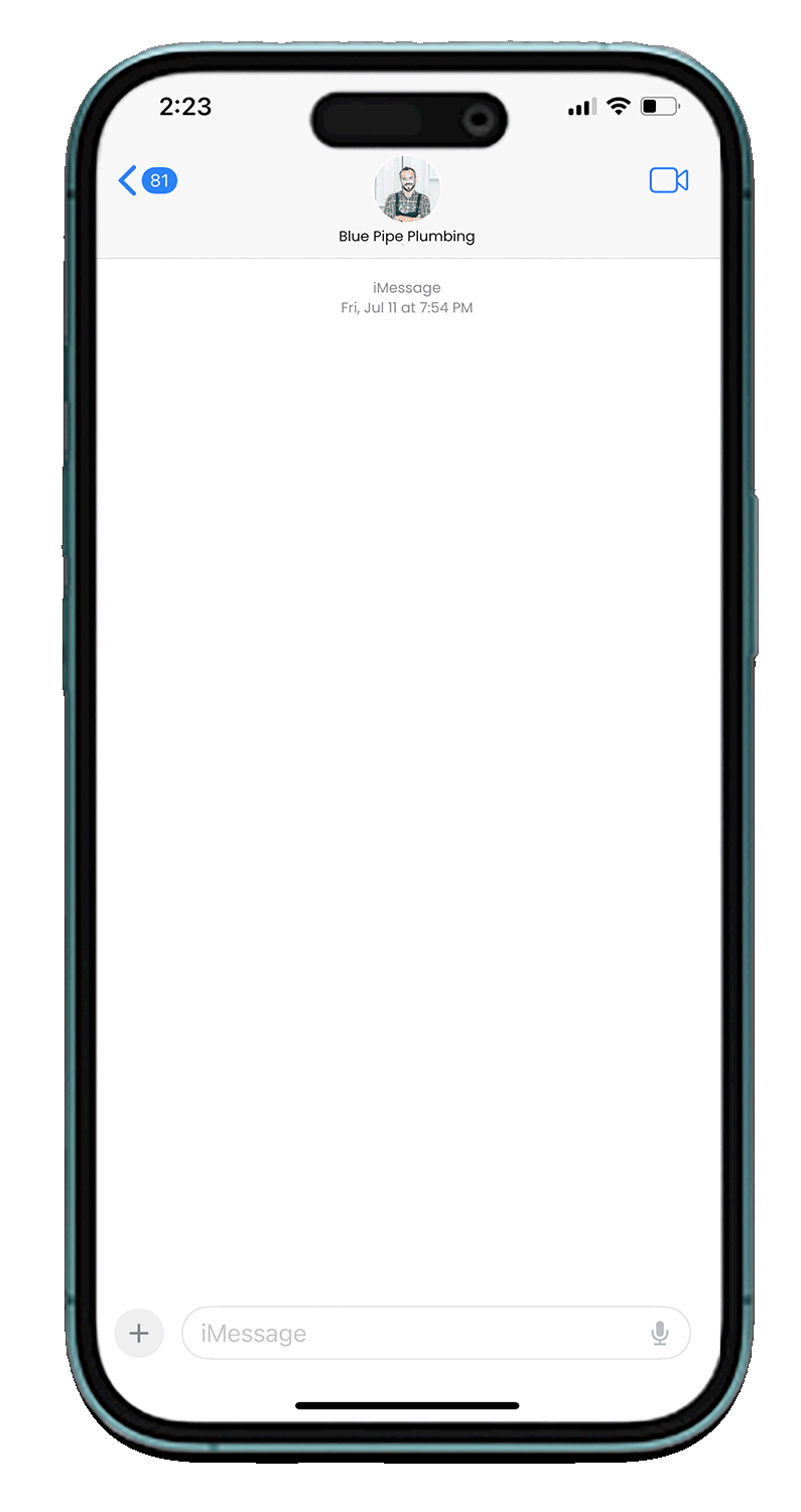Plumber Imessage_1 (1) Phones screen Alfa Divi Child Theme